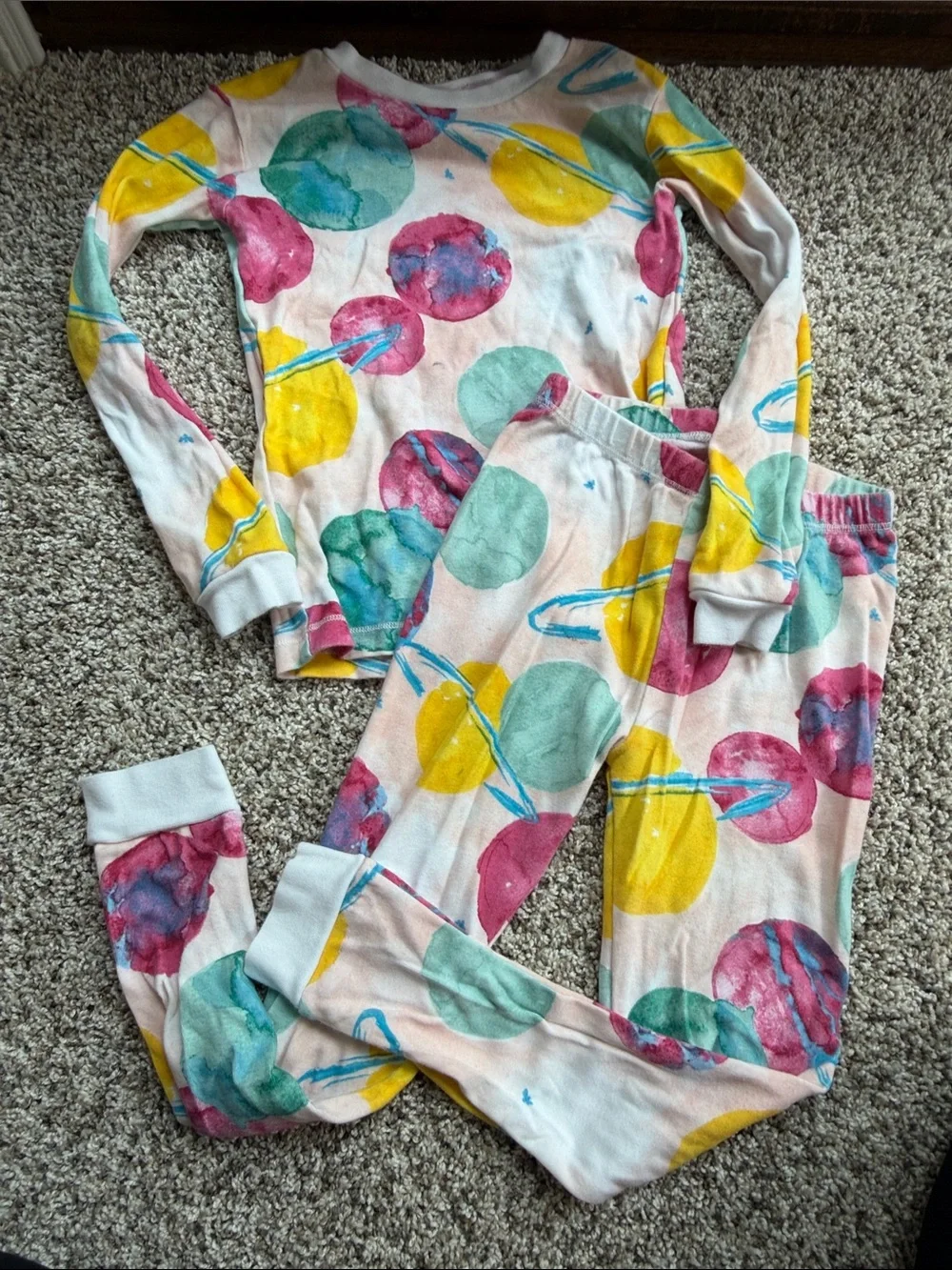 Burt's Bees Kids Planet Print Pajama Set - Pink, Yellow, Teal